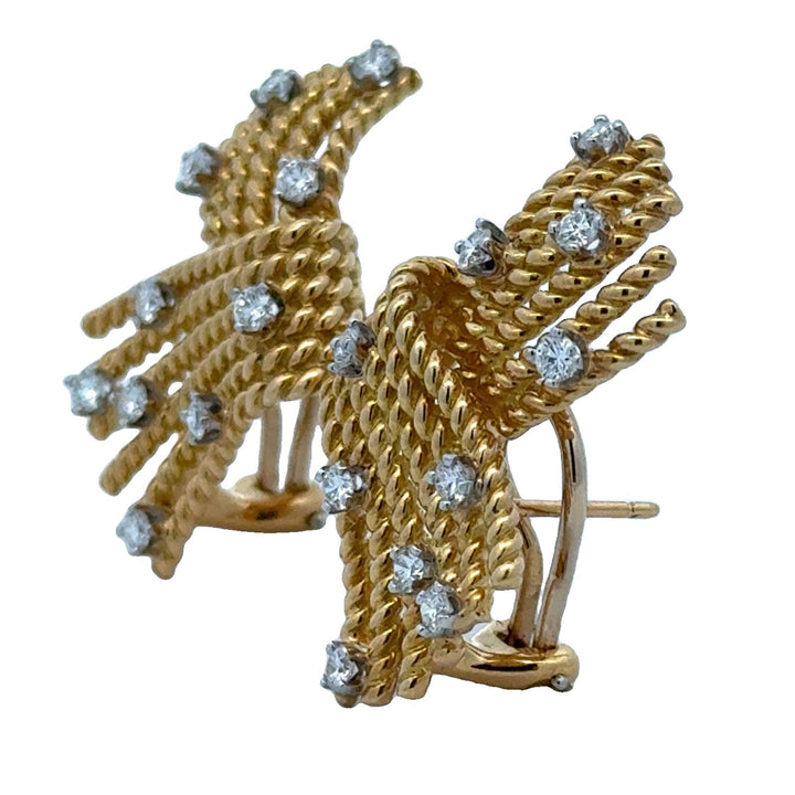 Jean Schlumberger Tiffany & Company V-Rope Diamond 18KYG Earrings