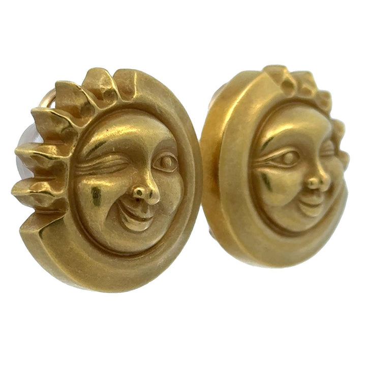 Kieselstein-Cord 18 Karat Yellow Gold Moon and Sun Earclip Earrings Vintage