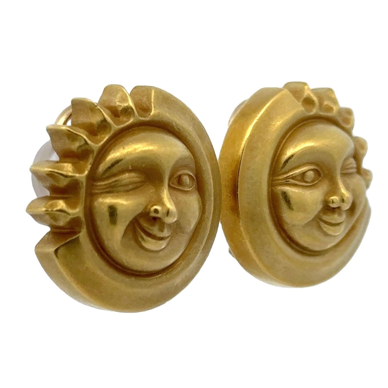 Kieselstein-Cord 18 Karat Yellow Gold Moon and Sun Earclip Earrings Vintage