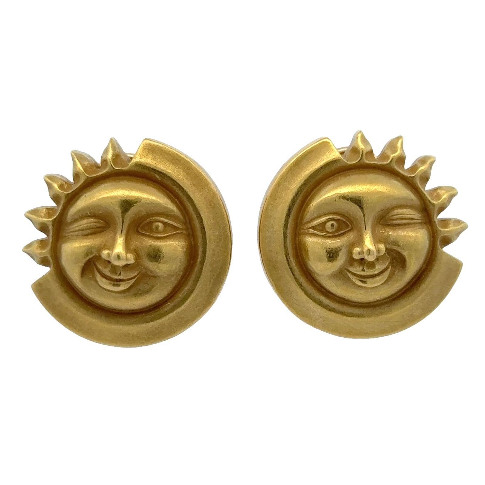 Kieselstein-Cord 18 Karat Yellow Gold Moon and Sun Earclip Earrings Vintage