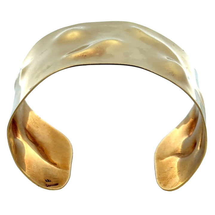 Cartier Rare Vintage 18 Karat Yellow Gold Hammered Cuff Bangle Bracelet