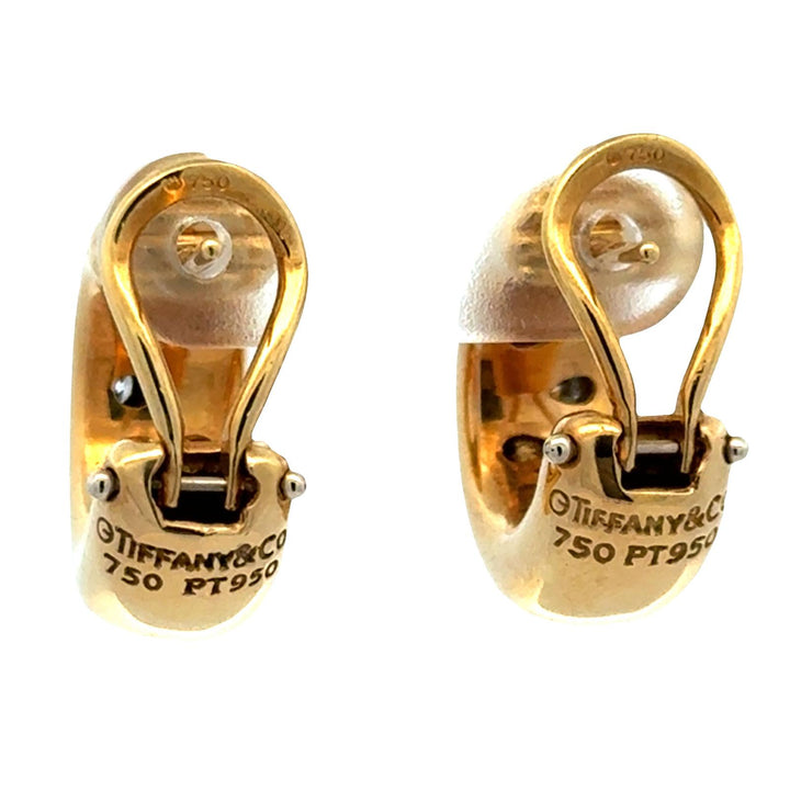 Tiffany & Co Etoile Diamond 18 Karat Yellow Gold Hoop Leverback Earrings