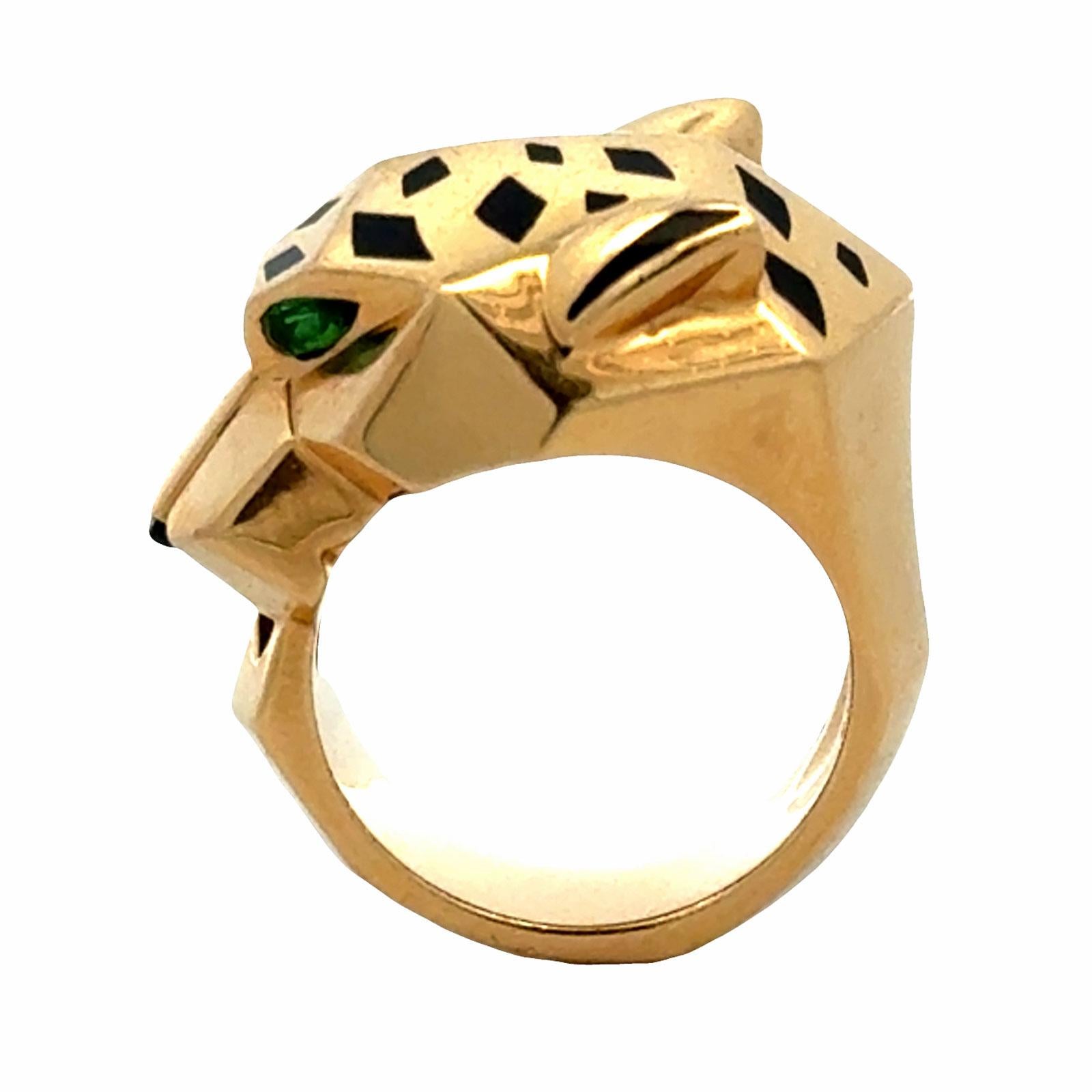 Cartier Panthère de Cartier Tsavortie Black Onyx 18KYG Ring B&P Size 54 ( US 7)