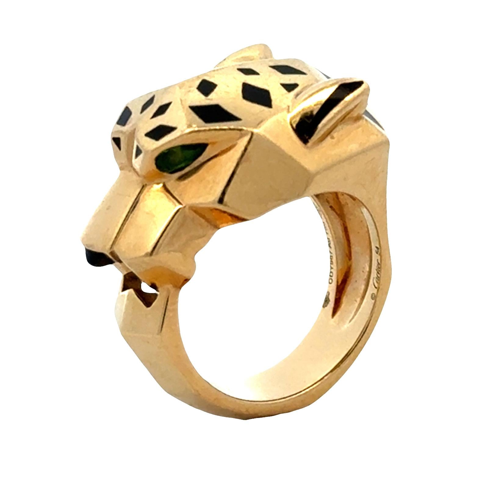 Cartier Panthère de Cartier Tsavortie Black Onyx 18KYG Ring B&P Size 54 ( US 7)