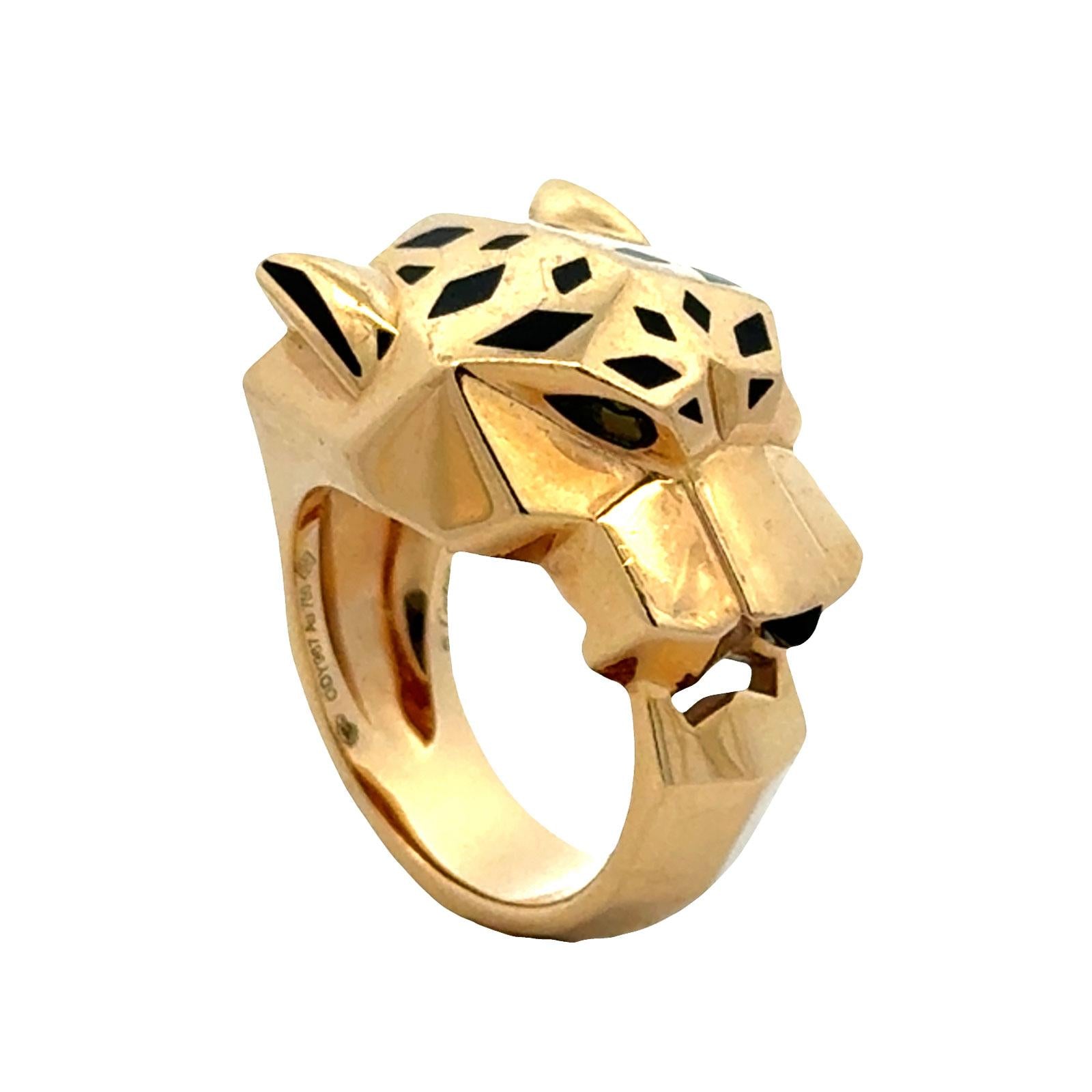 Cartier Panthère de Cartier Tsavortie Black Onyx 18KYG Ring B&P Size 54 ( US 7)