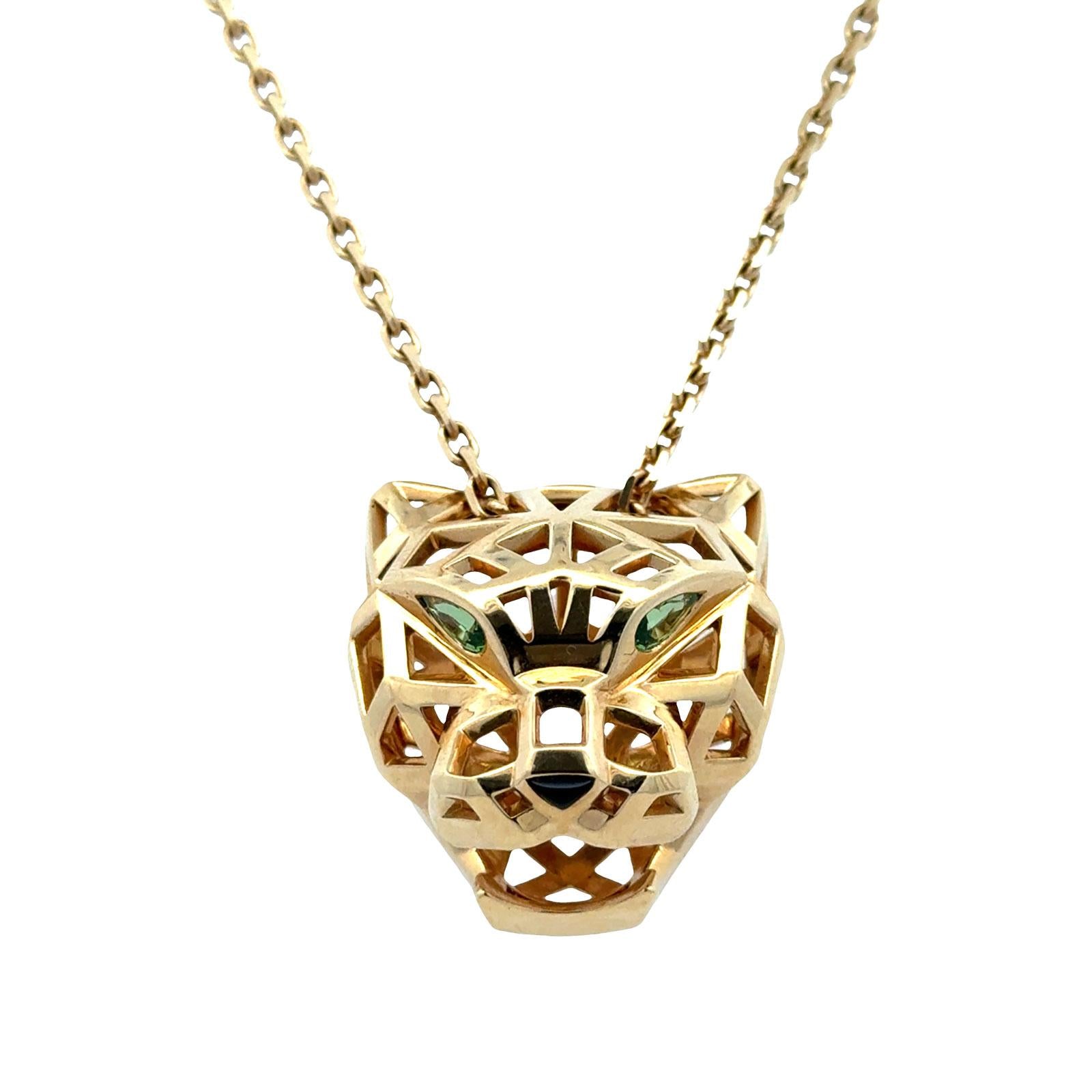 Cartier Tsavorite Black Onyx Panthere De Cartier 18KYG Pendant Necklace B&P's