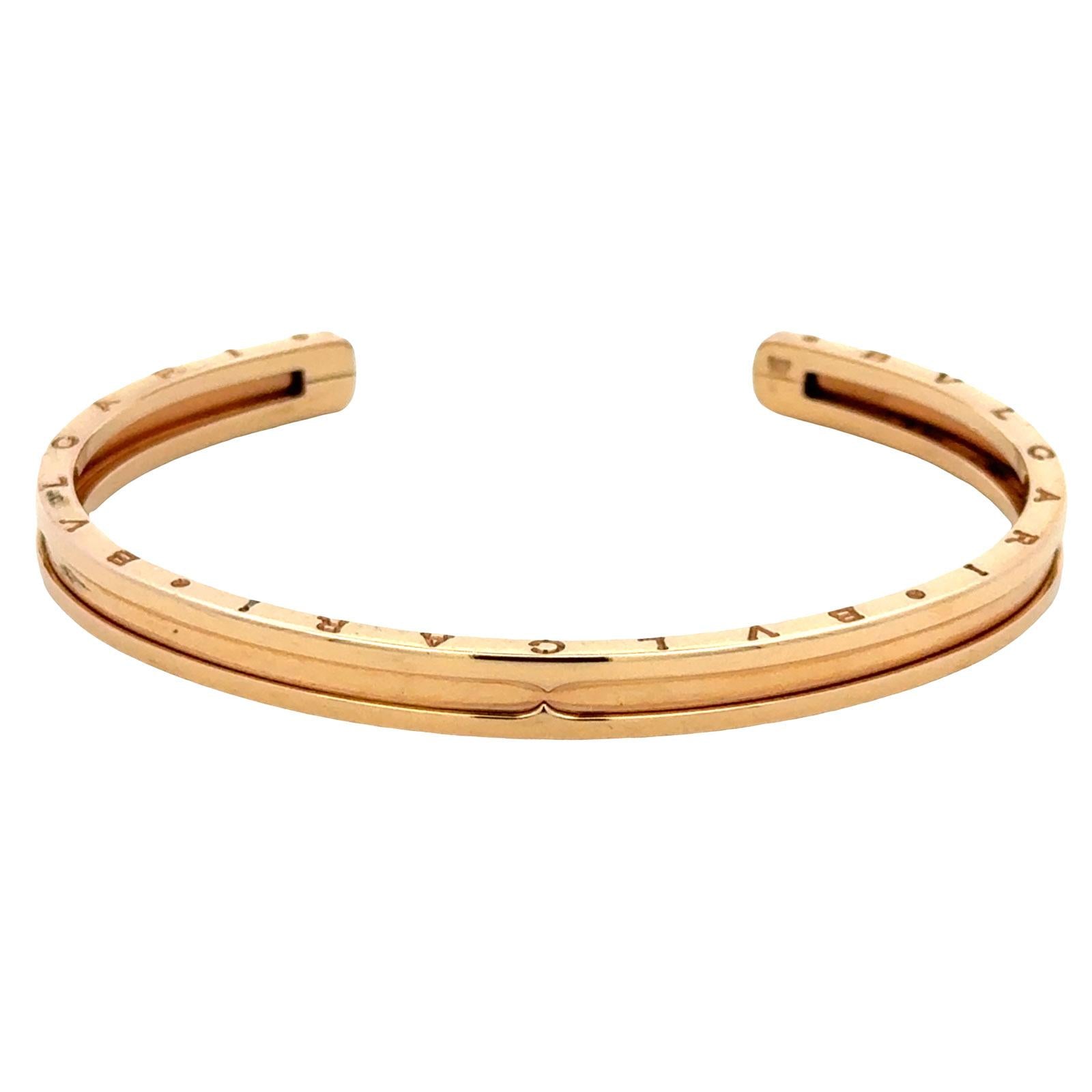 Bvlgari BZero 18 Karat Rose Gold Cuff Bangle Bracelet New Box & Papers