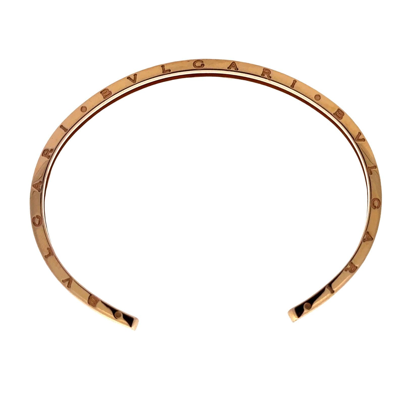 Bvlgari BZero 18 Karat Rose Gold Cuff Bangle Bracelet New Box & Papers