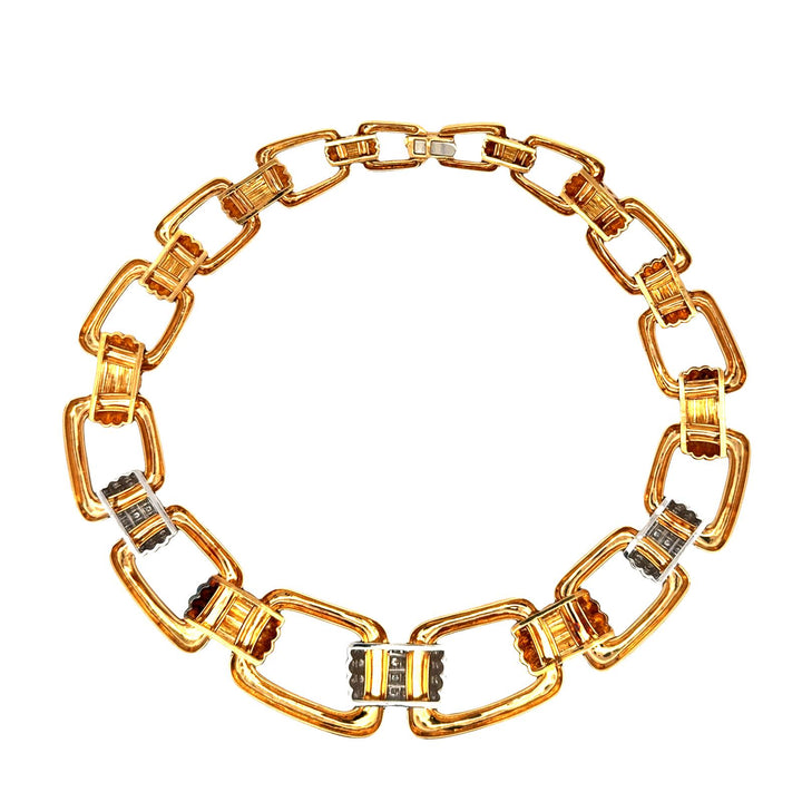 Late 20th Century Diamond 18 Karat Yellow Gold Statement Choker Link Necklace