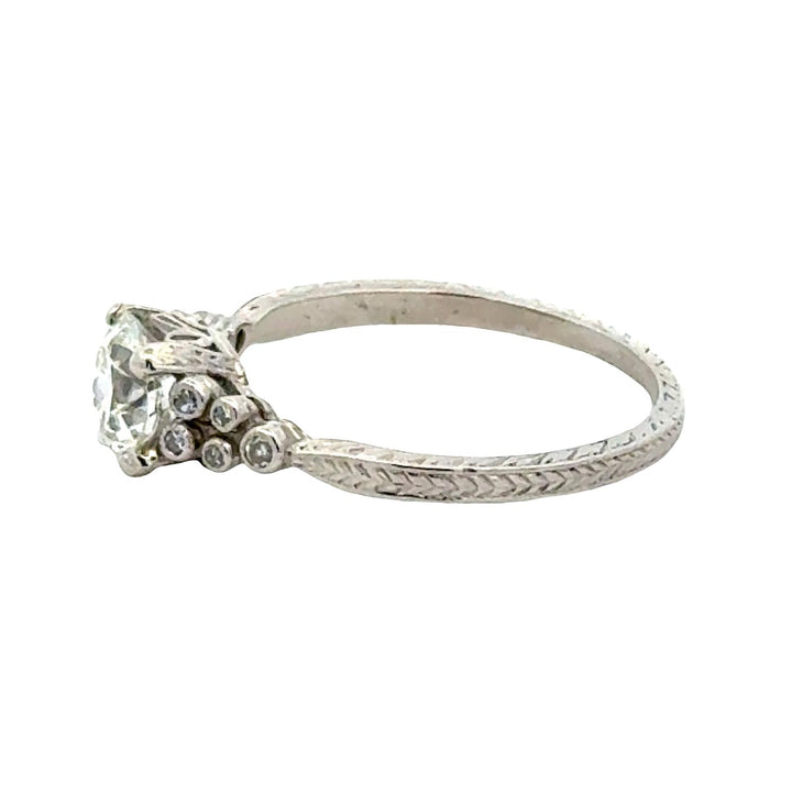 Old European Cut Diamond Platinum Vintage Engagement Ring
