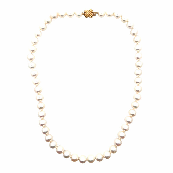 Tiffany & Company Akoya Essential 8mm Cultured Pearl Necklace 18KYG X Clasp