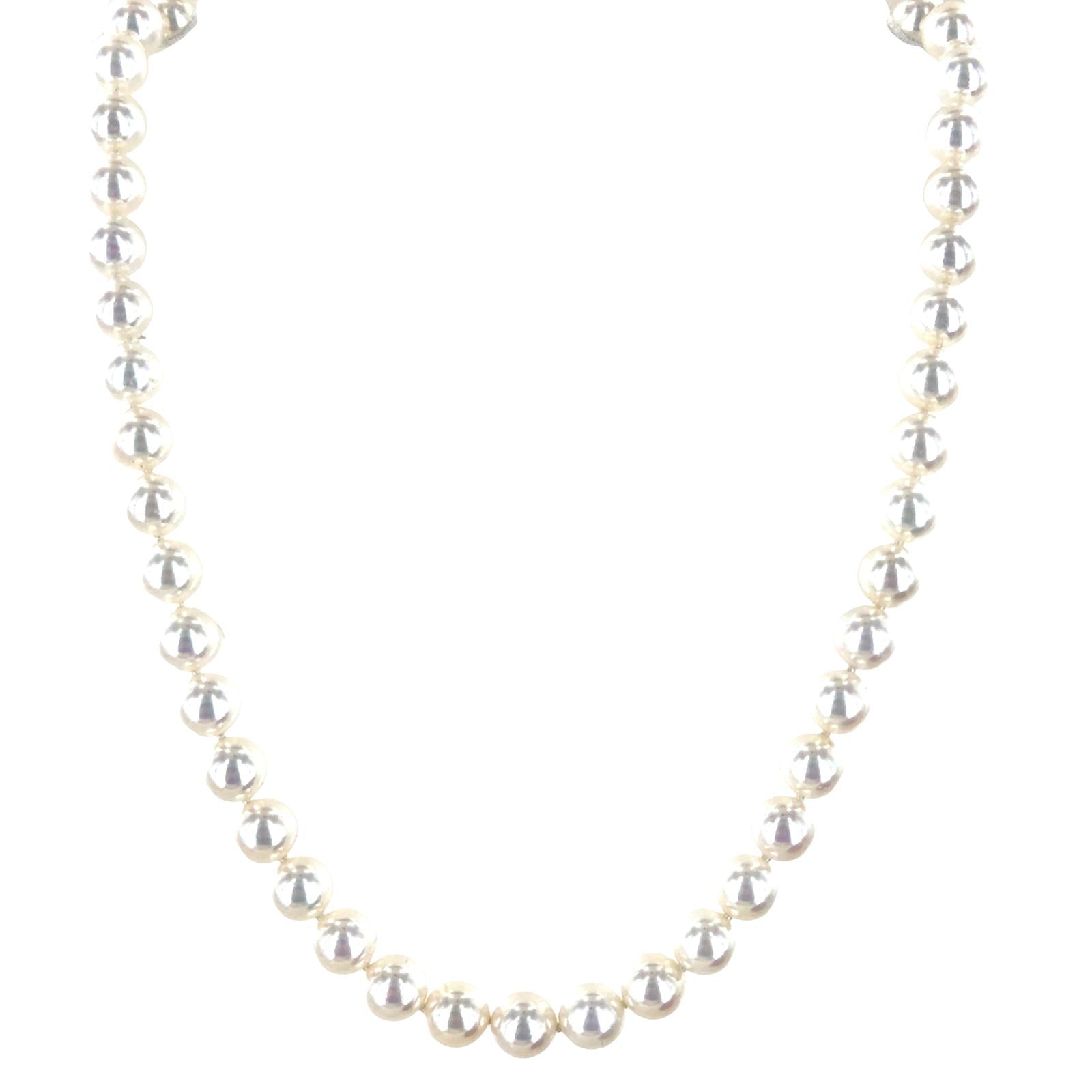 Tiffany & Company Akoya Essential 8mm Cultured Pearl Necklace 18KYG X Clasp