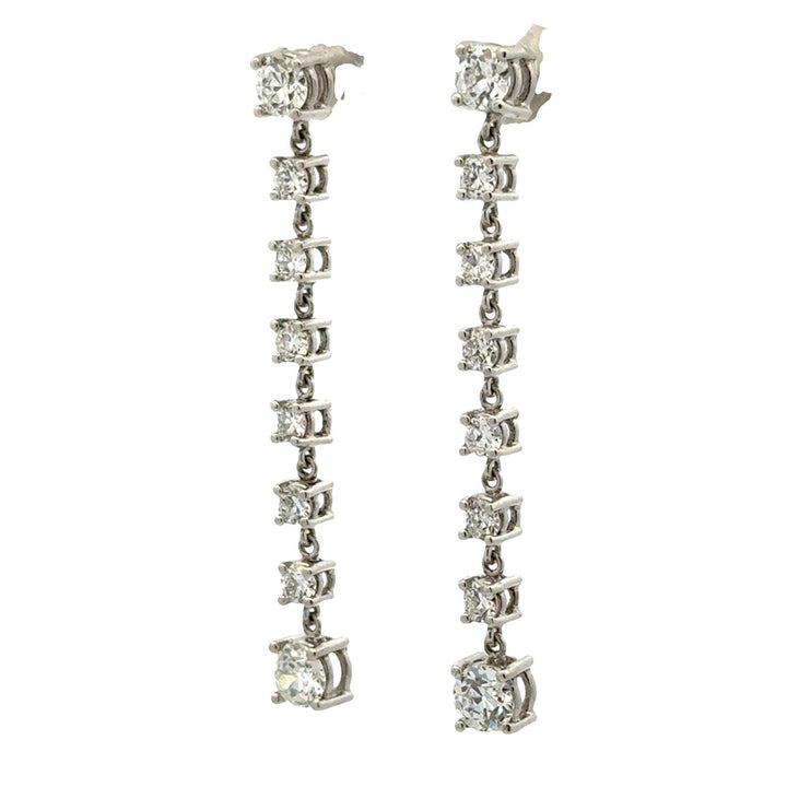 Platinum Old European Cut Diamond Drop Dangle Estate Vintage Earrings