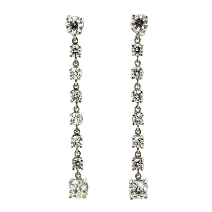 Platinum Old European Cut Diamond Drop Dangle Estate Vintage Earrings