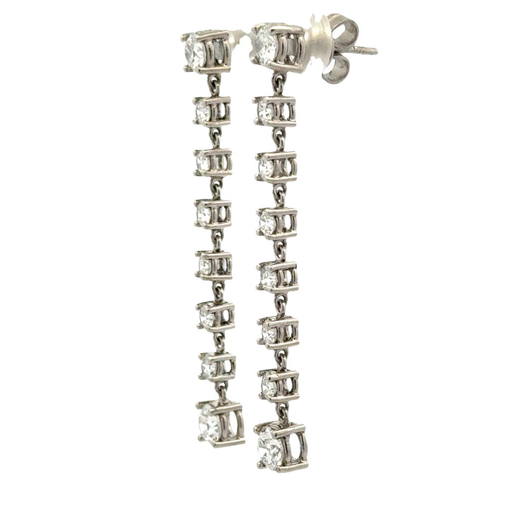 Platinum Old European Cut Diamond Drop Dangle Estate Vintage Earrings