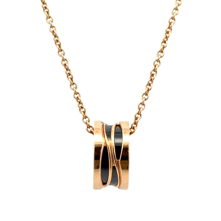 BVLGARI  B.zero1 Design Legend 18K Rose Gold & Black Ceramic Necklace