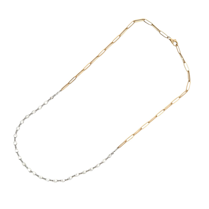 Diamond Necklace DIamond By Yard in Front Paperclip chain in back