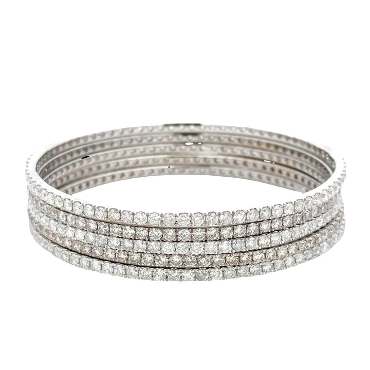 15 CTW Brilliant Diamond 14 Karat White Gold Eternity Bangle Bracelets Set of 5