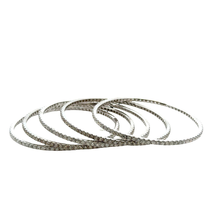 15 CTW Brilliant Diamond 14 Karat White Gold Eternity Bangle Bracelets Set of 5