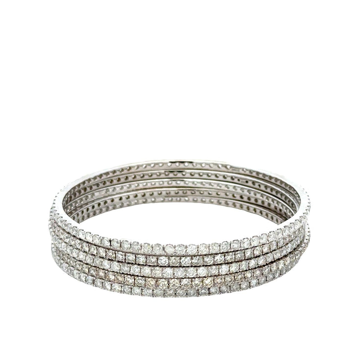 15 CTW Brilliant Diamond 14 Karat White Gold Eternity Bangle Bracelets Set of 5