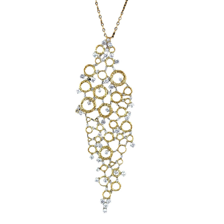 Diamond 18 Karat Yellow & White Gold Floating Bubbles Pendant Necklace