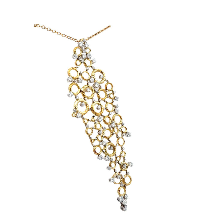 Diamond 18 Karat Yellow & White Gold Floating Bubbles Pendant Necklace