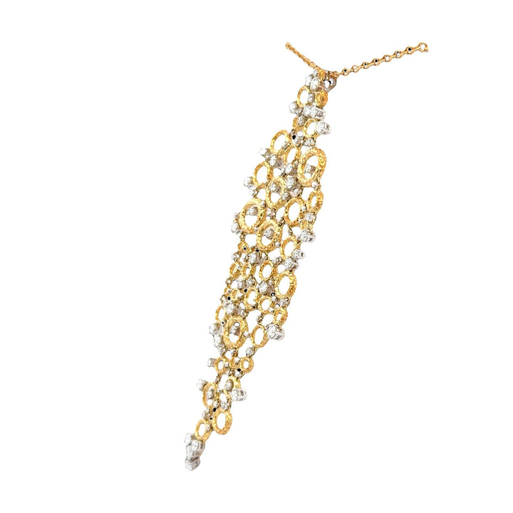 Diamond 18 Karat Yellow & White Gold Floating Bubbles Pendant Necklace