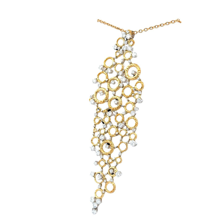 Diamond 18 Karat Yellow & White Gold Floating Bubbles Pendant Necklace