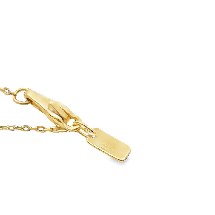 Gucci 18 Karat Yellow Gold Icon Twirl Logo Pendant Necklace Adjustable