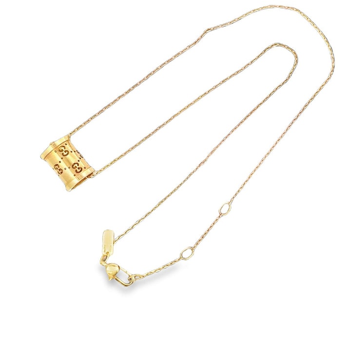 Gucci 18 Karat Yellow Gold Icon Twirl Logo Pendant Necklace Adjustable