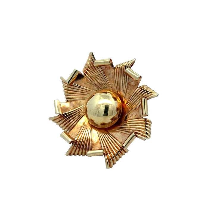 1950's Cartier 14 Karat Yellow Gold Floral Vintage Brooch Pin