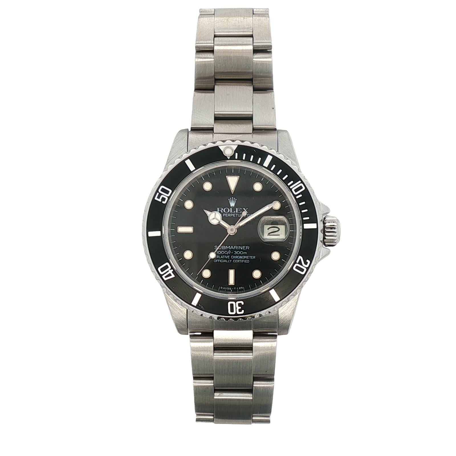 Rolex Submariner 40mm Black Dial Stainless Steel Watch Circa 1985
