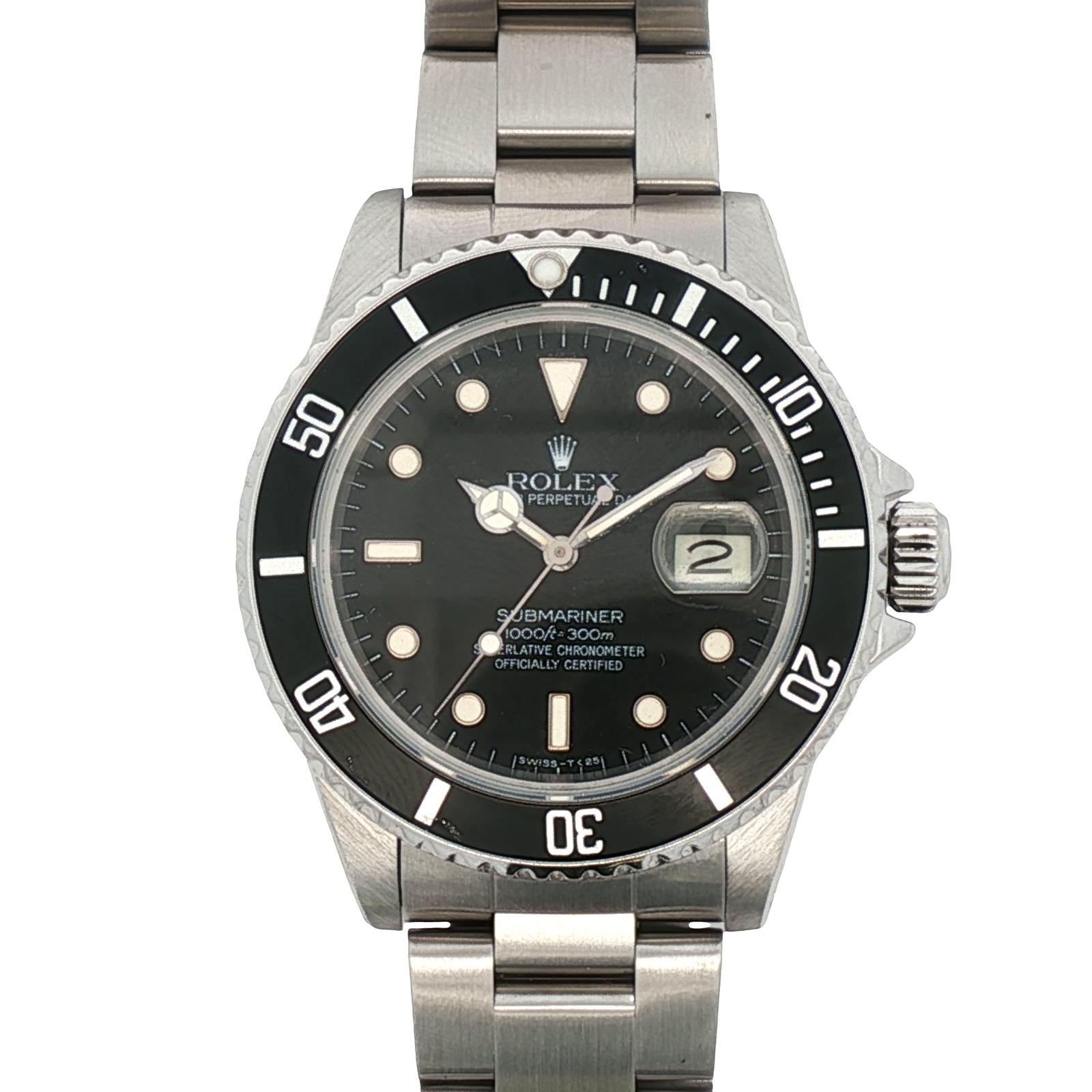 Rolex Submariner 40mm Black Dial Stainless Steel Watch Circa 1985