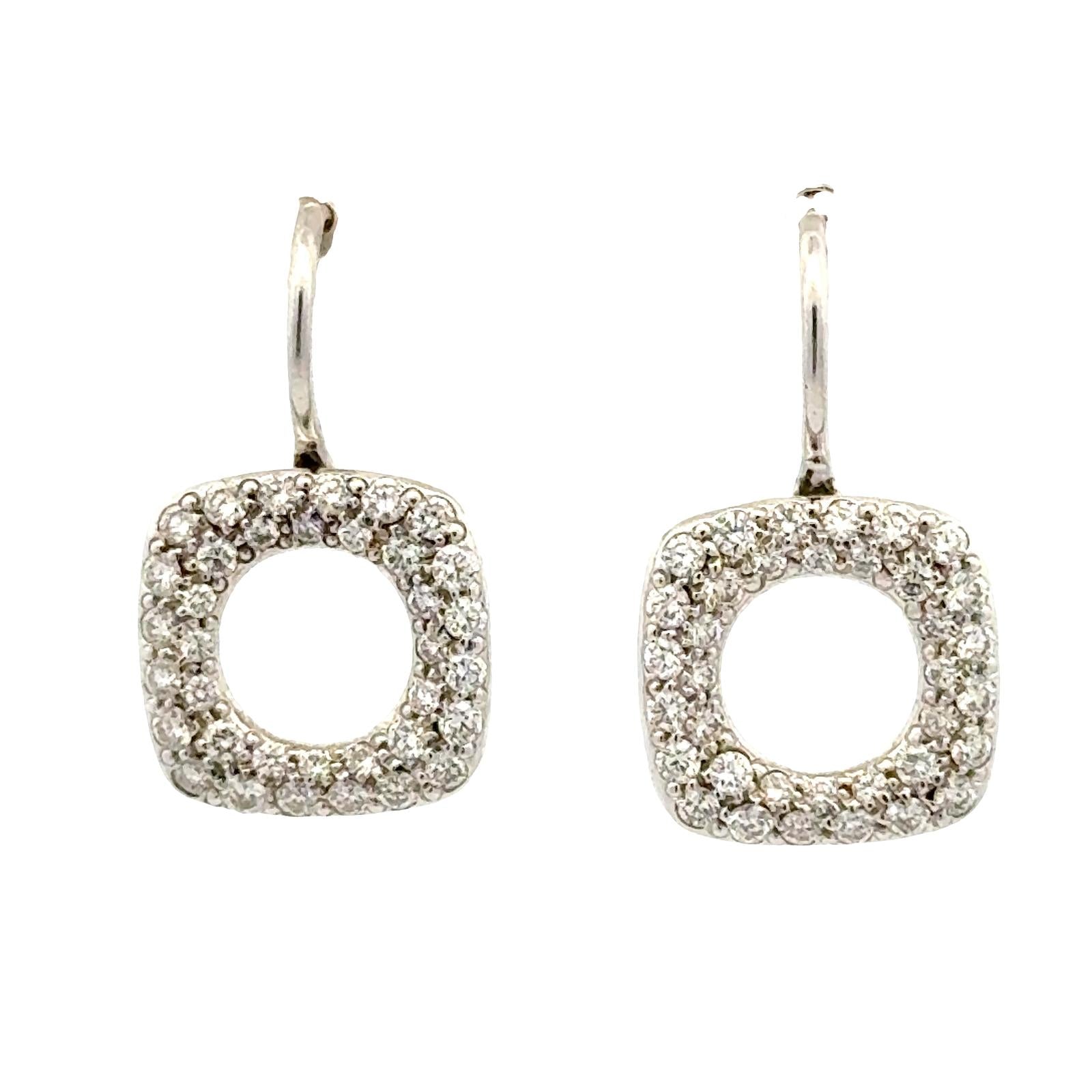 Tiffany & Co. Diamond Square Drop 18KWG Earrings Italy