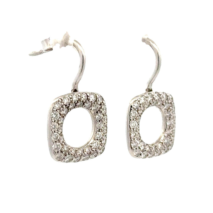 Tiffany & Co. Diamond Square Drop 18KWG Earrings Italy