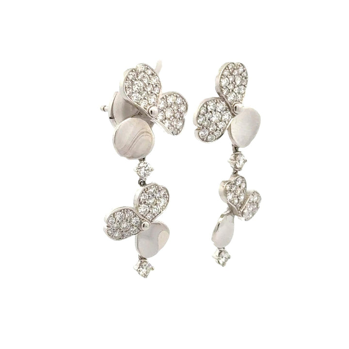 Tiffany & Co. Paper Flowers Diamond Platinum Drop Earrings La Pousette Backs