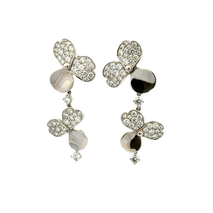 Tiffany & Co. Paper Flowers Diamond Platinum Drop Earrings La Pousette Backs