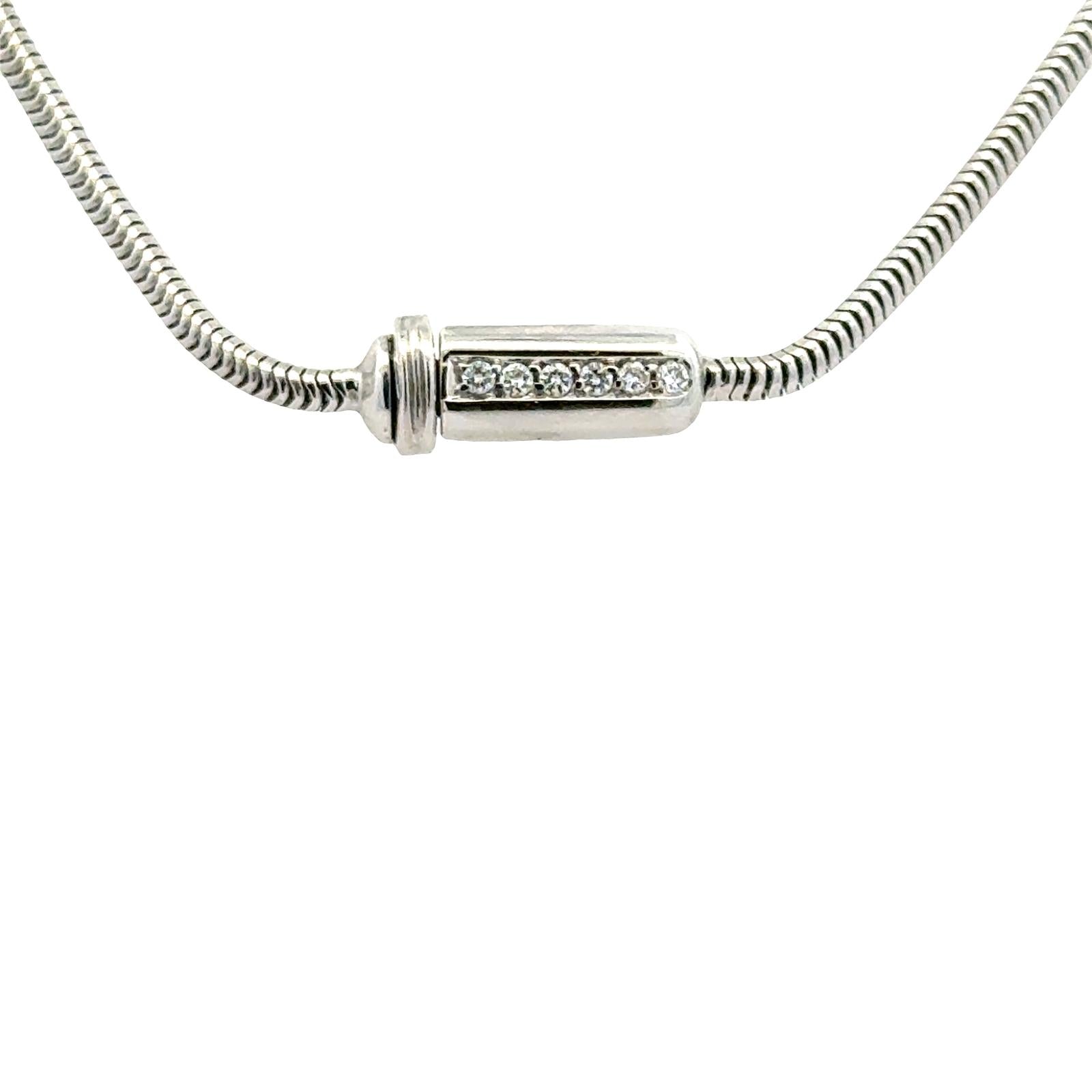 Pavé Diamond 18 Karat White Gold Teardrop Pendant Snake Chain Necklace