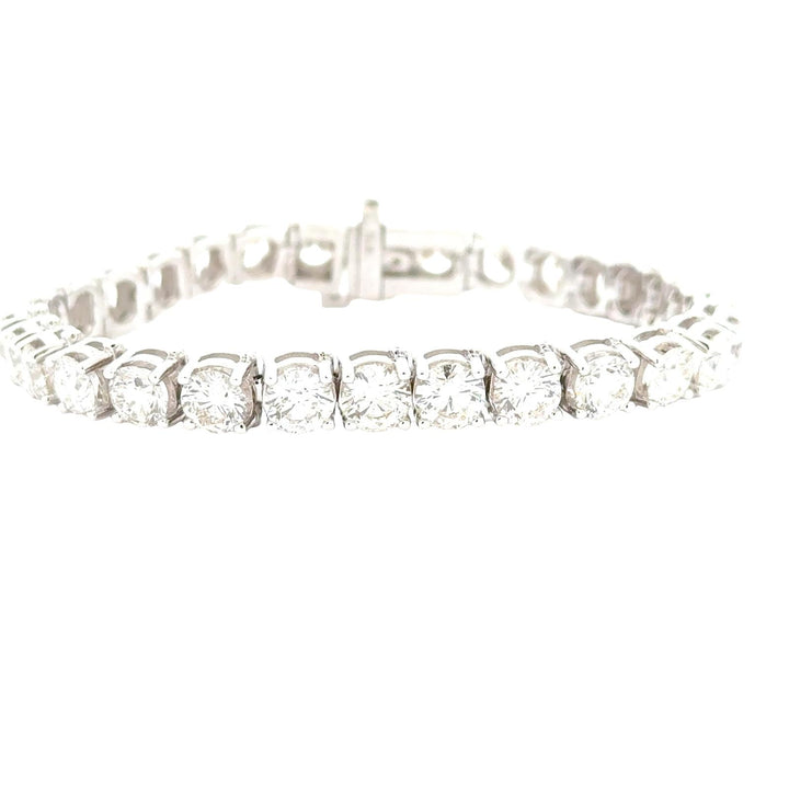15 CTTW Round Brilliant Cut Diamond 14 Karat White Gold Tennis Bracelet