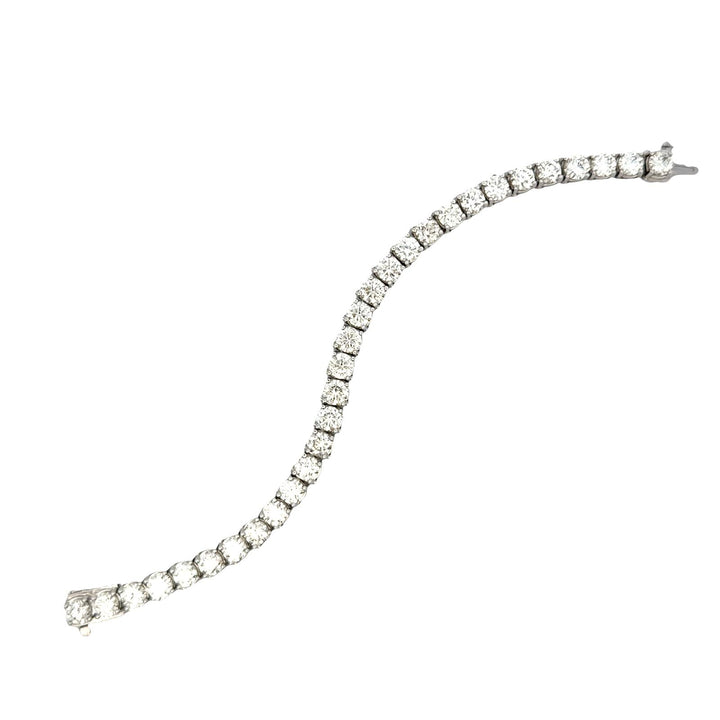 15 CTTW Round Brilliant Cut Diamond 14 Karat White Gold Tennis Bracelet