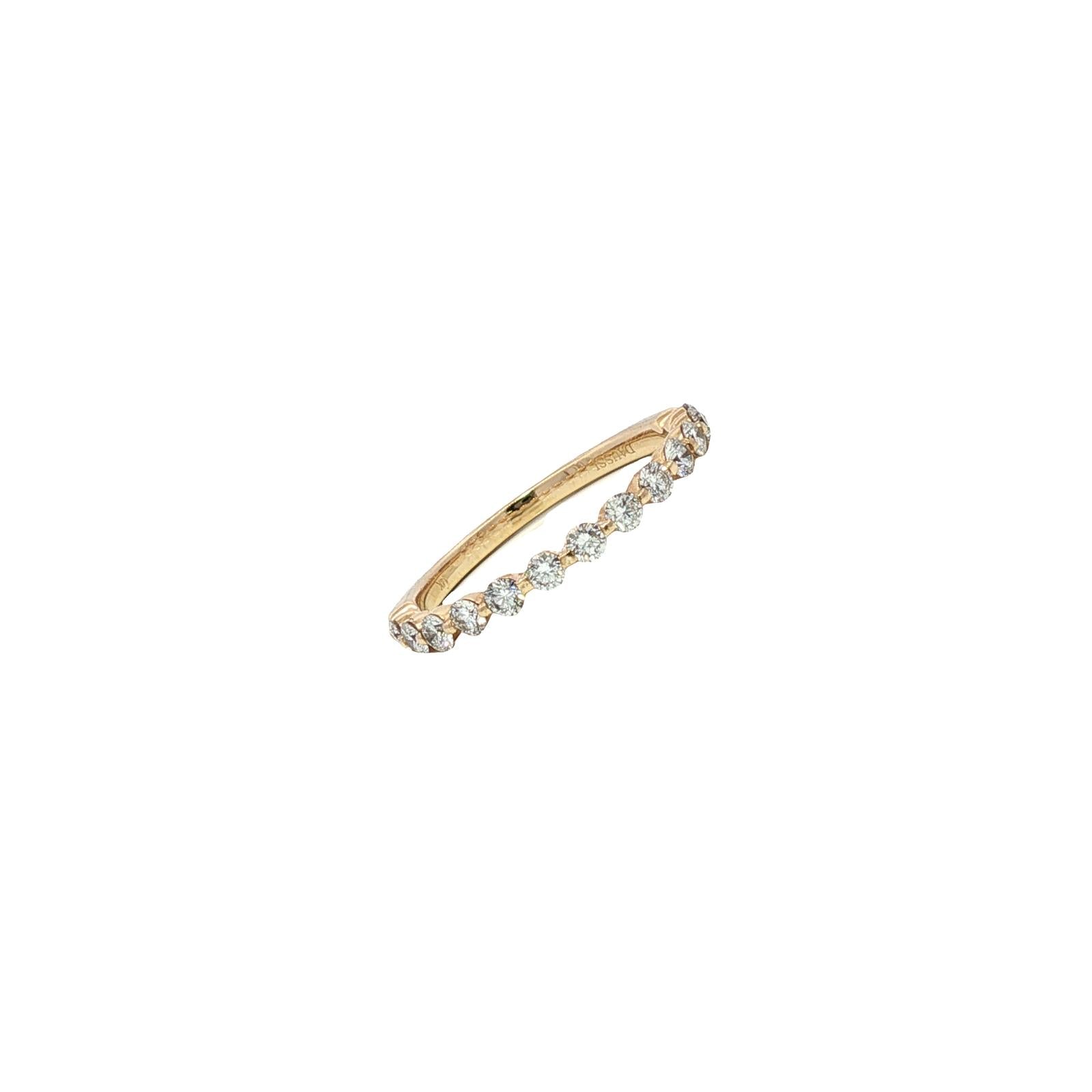 Diamond Shared Prong 14 Karat Yellow Gold Modern Band Ring
