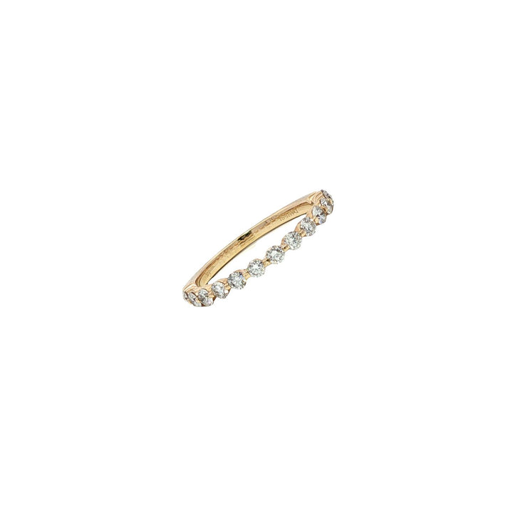 Diamond Shared Prong 14 Karat Yellow Gold Modern Band Ring