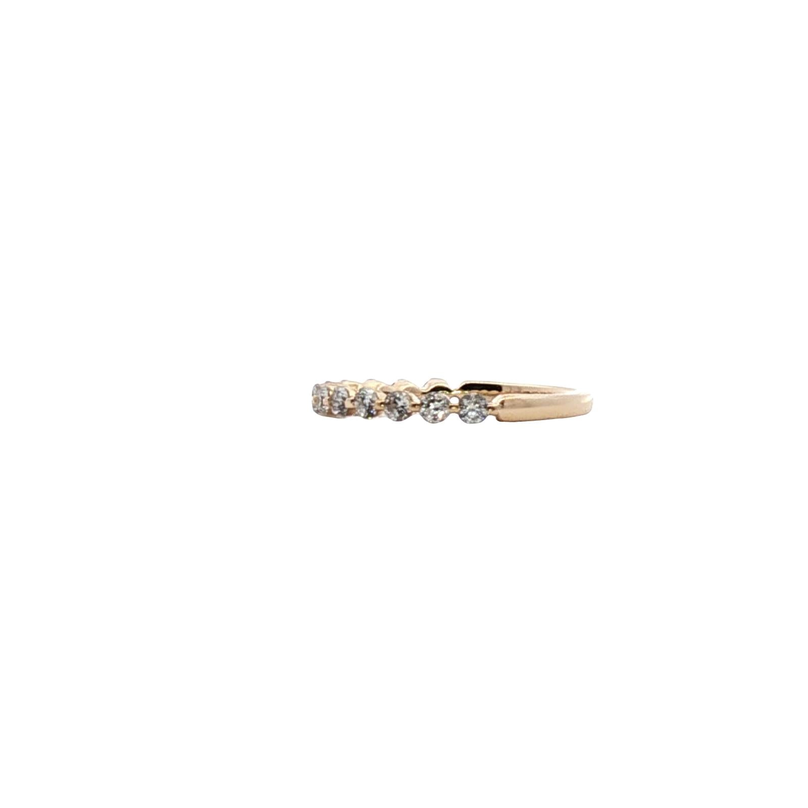 Diamond Shared Prong 14 Karat Yellow Gold Modern Band Ring