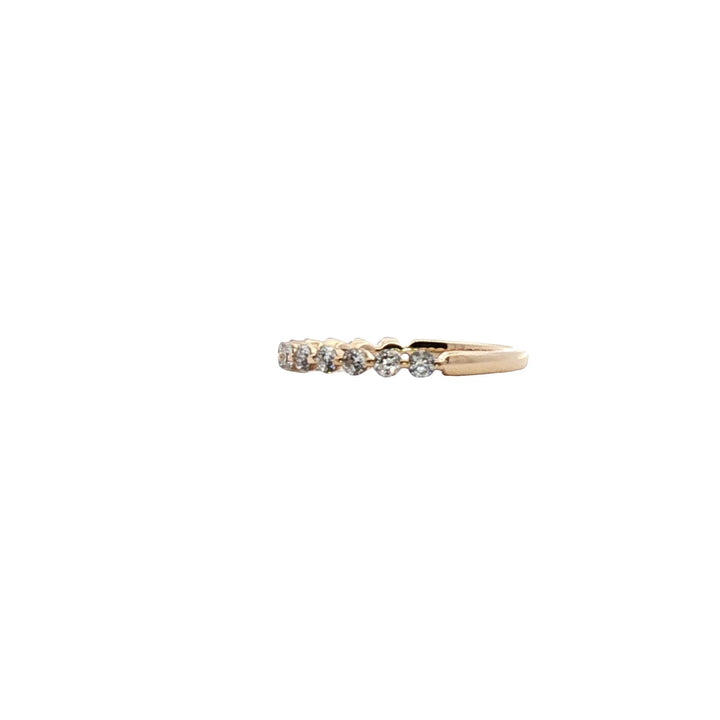 Diamond Shared Prong 14 Karat Yellow Gold Modern Band Ring