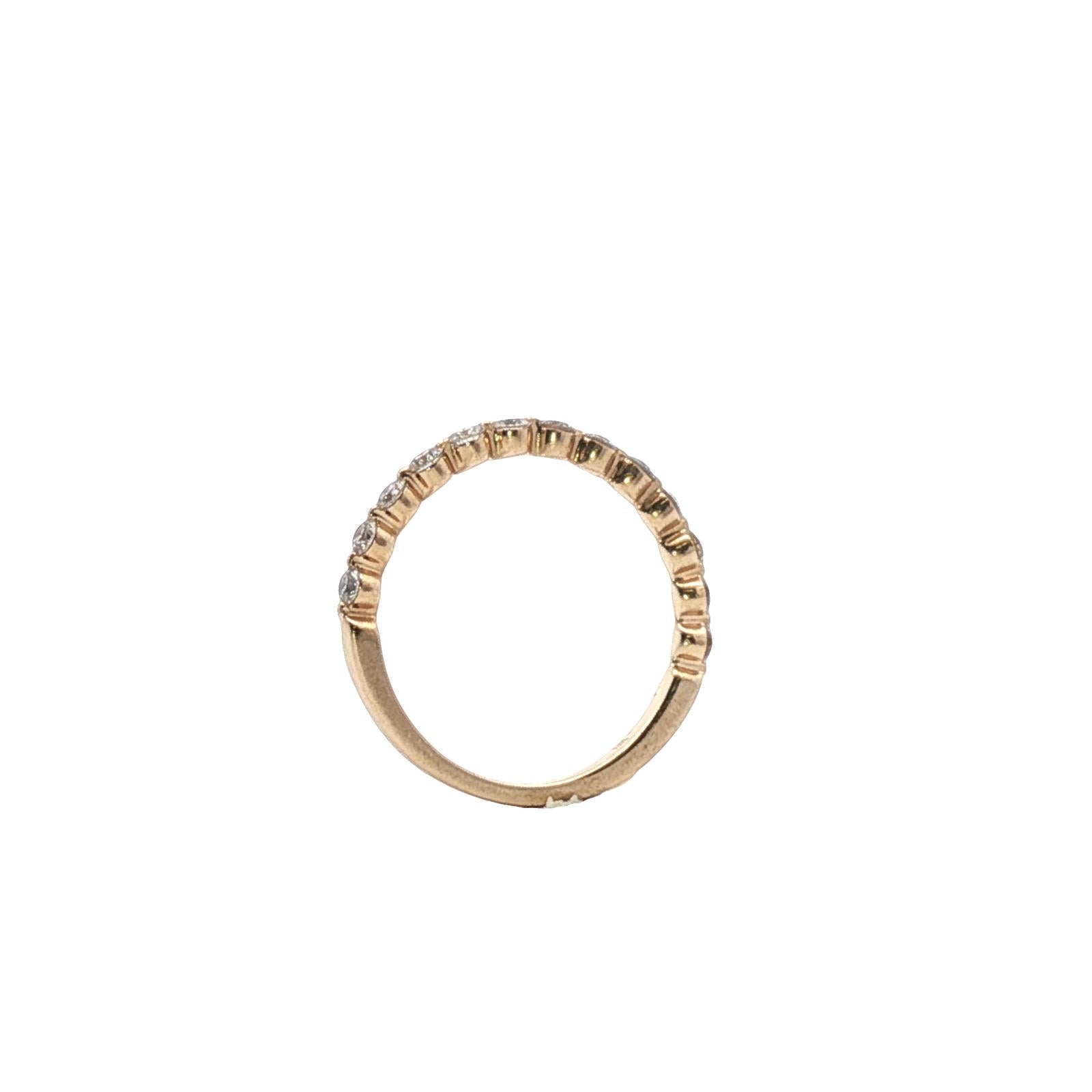 Diamond Shared Prong 14 Karat Yellow Gold Modern Band Ring