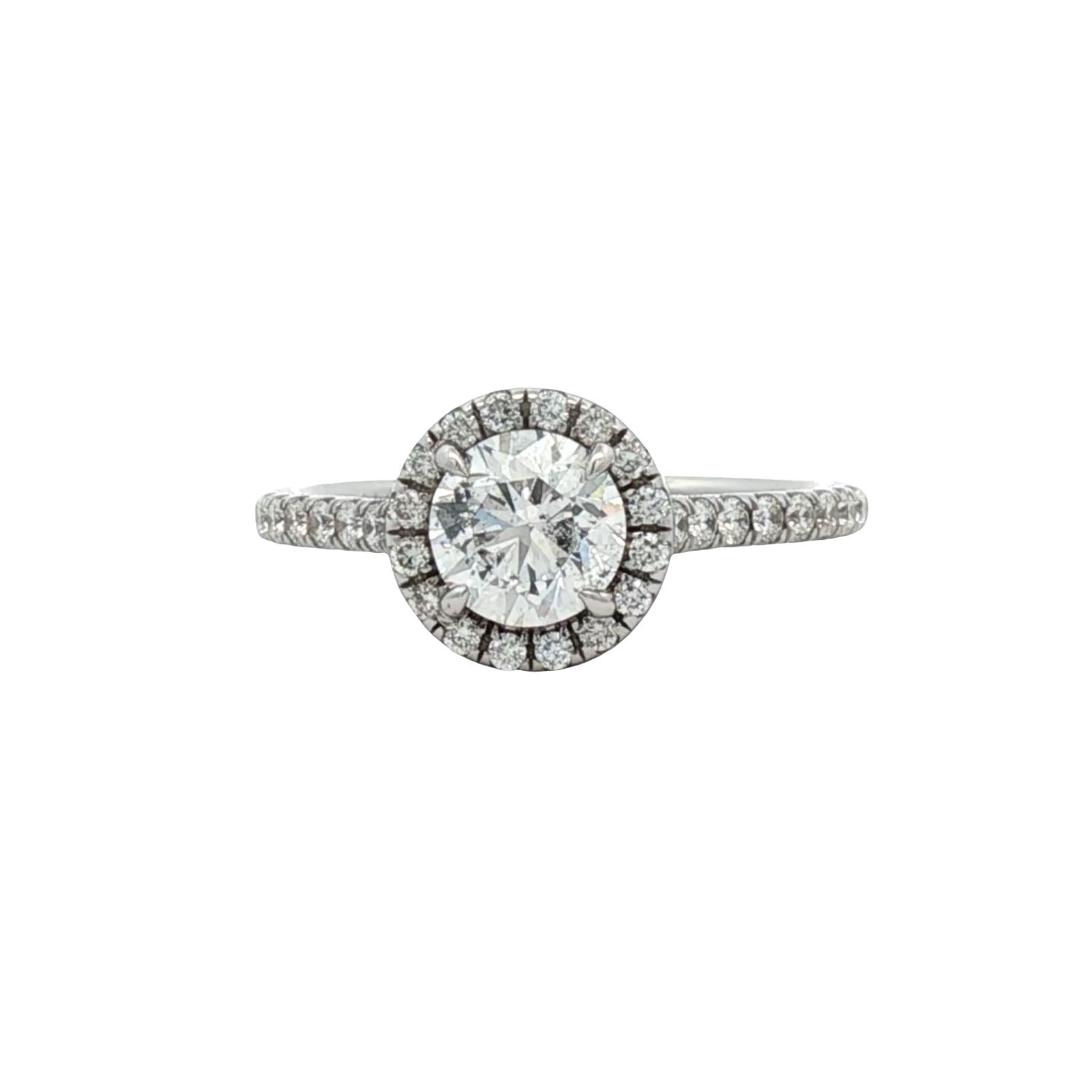 Diamond Halo 14 Karat White Gold Engagement Ring