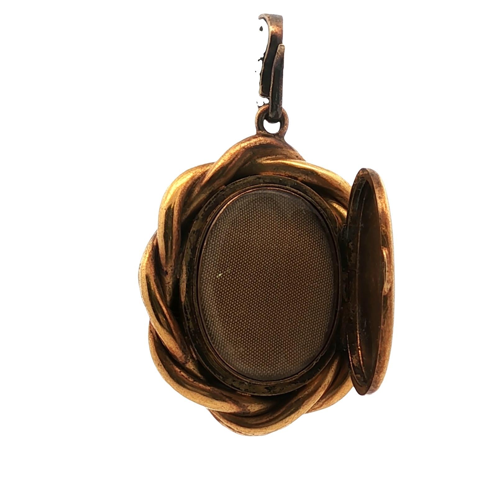 Victorian Diamond Onyx 18 Karat Yellow Gold Antique Locket Pendant