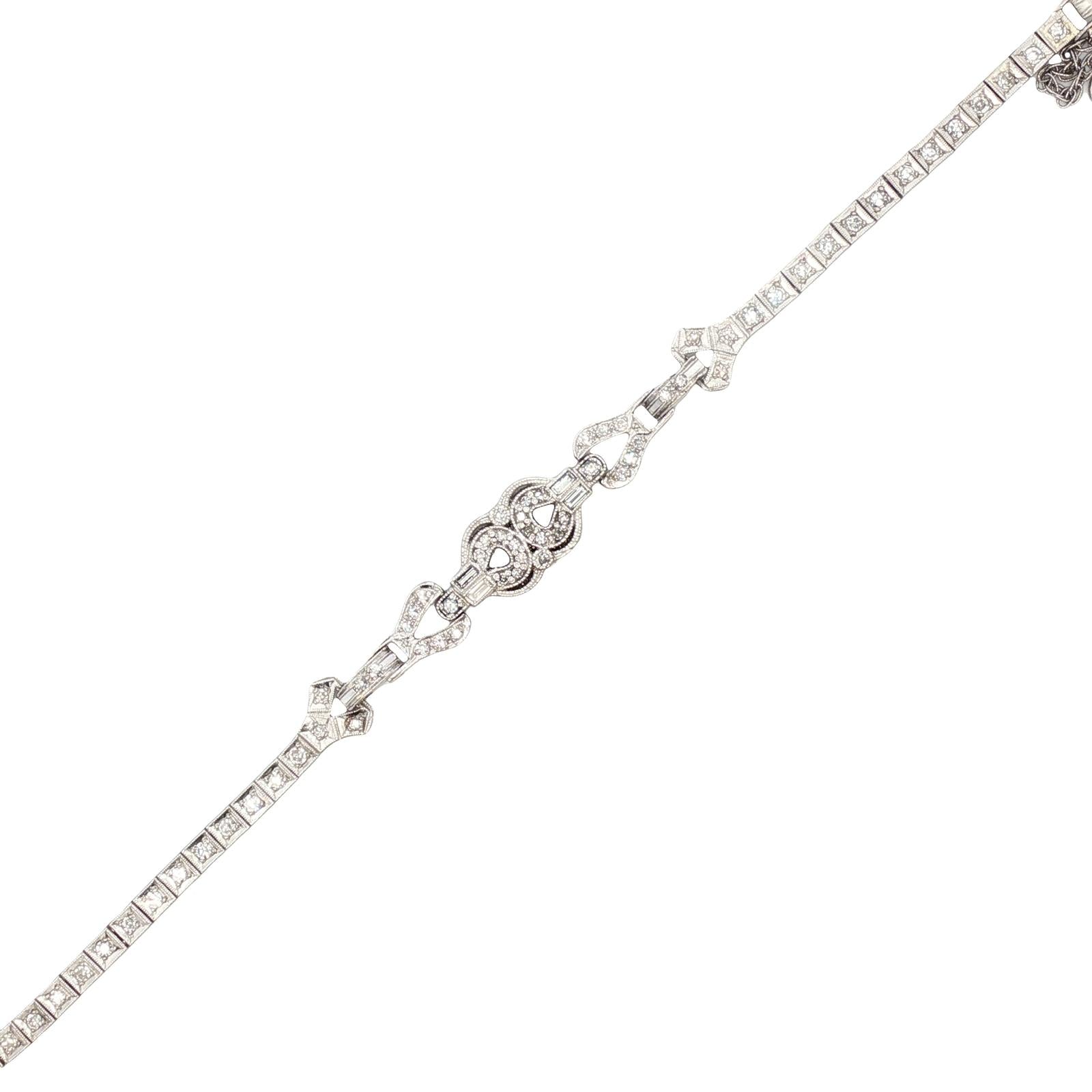 Platinum Diamond Vintage Link Estate Bracelet