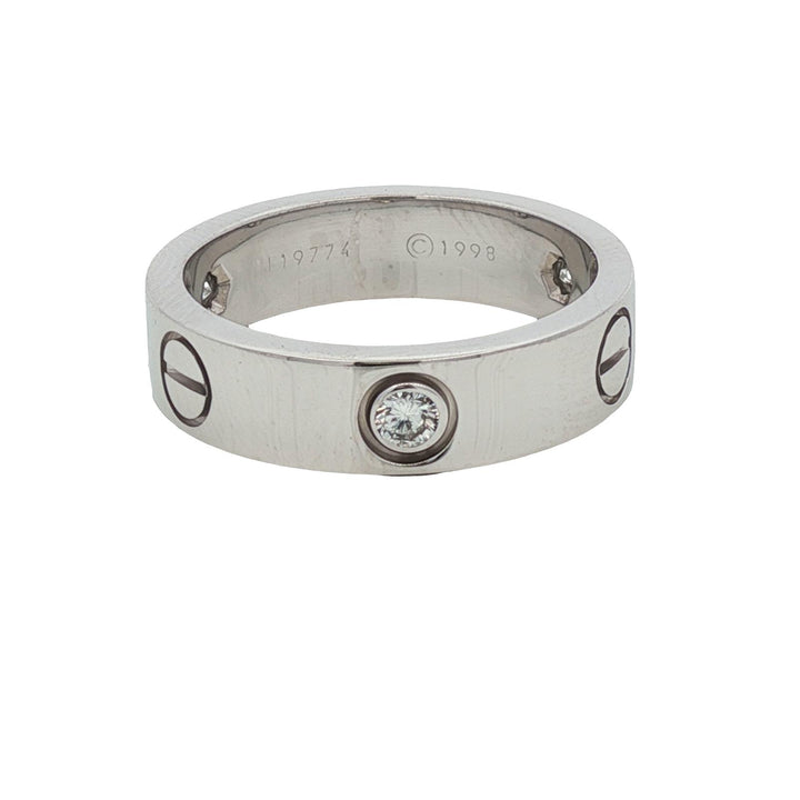 Cartier LOVE 3 Diamond 18KWG Classic Model Band Ring Size 56 (US 7.5) B&P's