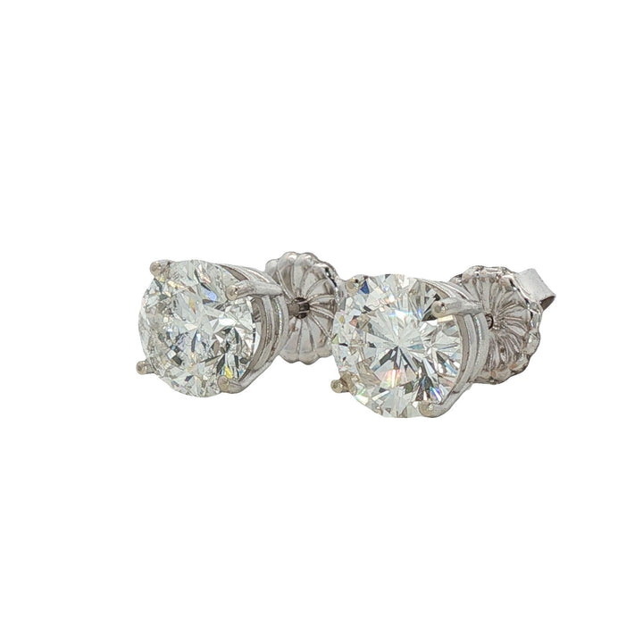 3.90 CTTW Round Brilliant Cut Diamond Stud Earrings